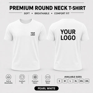 Premium men round neck corporate T-shirt in Pearl White
