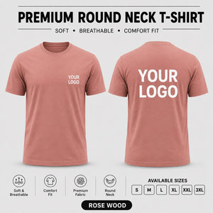 Premium men round neck corporate T-shirt in Rose Wood