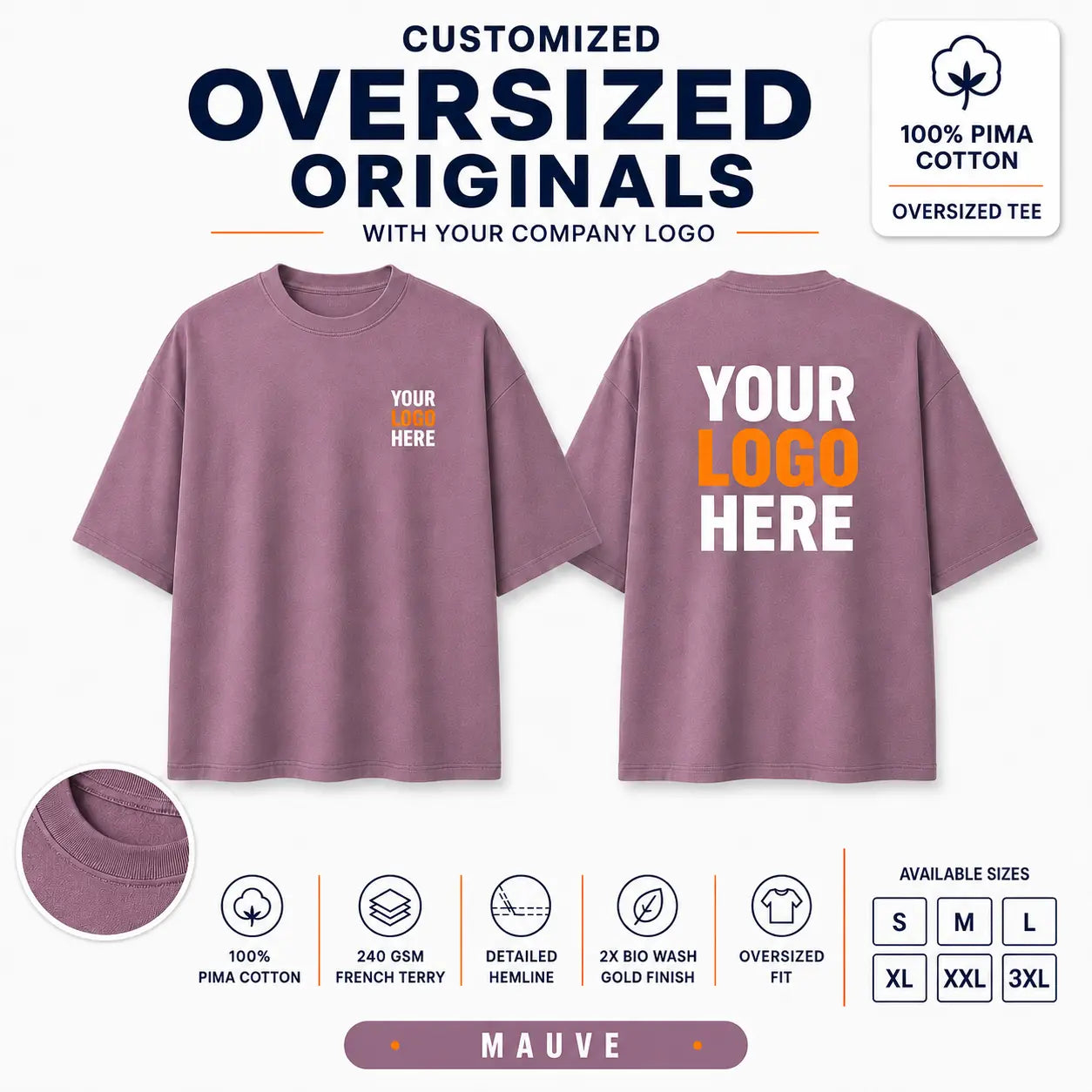 Custom Premium Pima Cotton Oversized T-Shirt – 240 GSM - Mauve