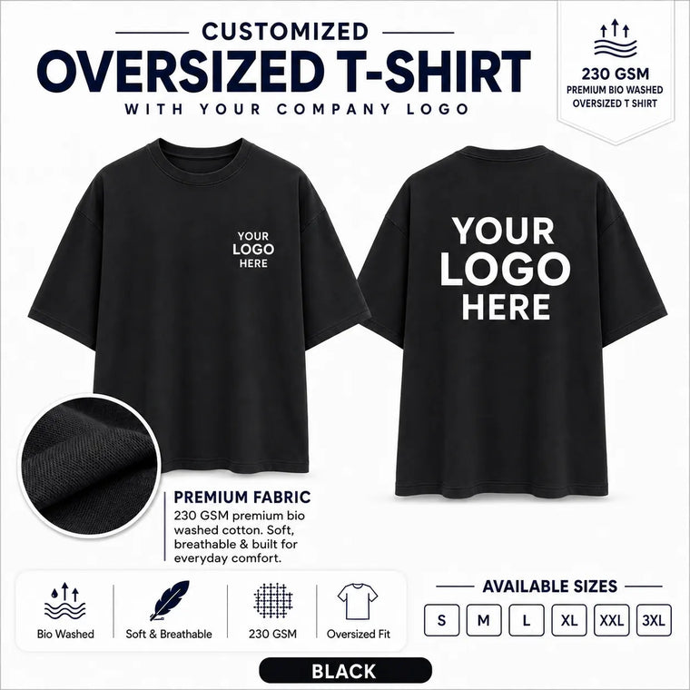 Custom Premium Bio-Washed Oversized T-Shirt – 230 GSM