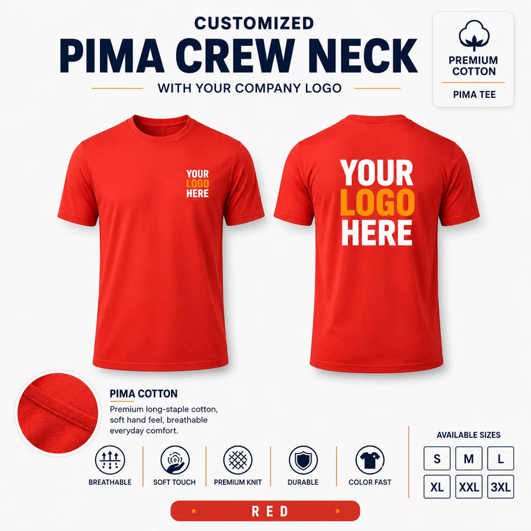 Custom Premium Pima Cotton Crew Neck T-Shirt – 185 GSM