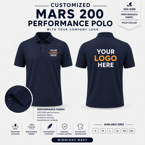 Custom Performance Polo T-Shirt – 200 GSM - Midnight Navy