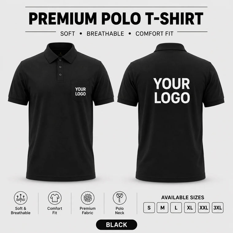 Custom Premium Polo T-Shirt with Pocket with Your Logo