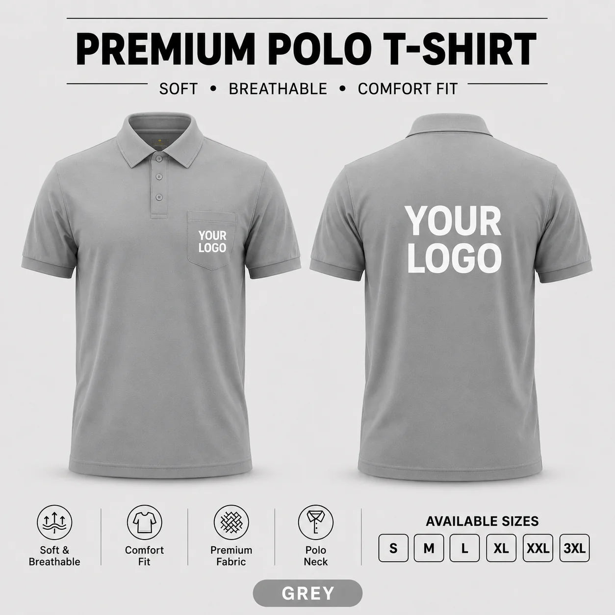 Corporate premium polo T-shirt in Grey