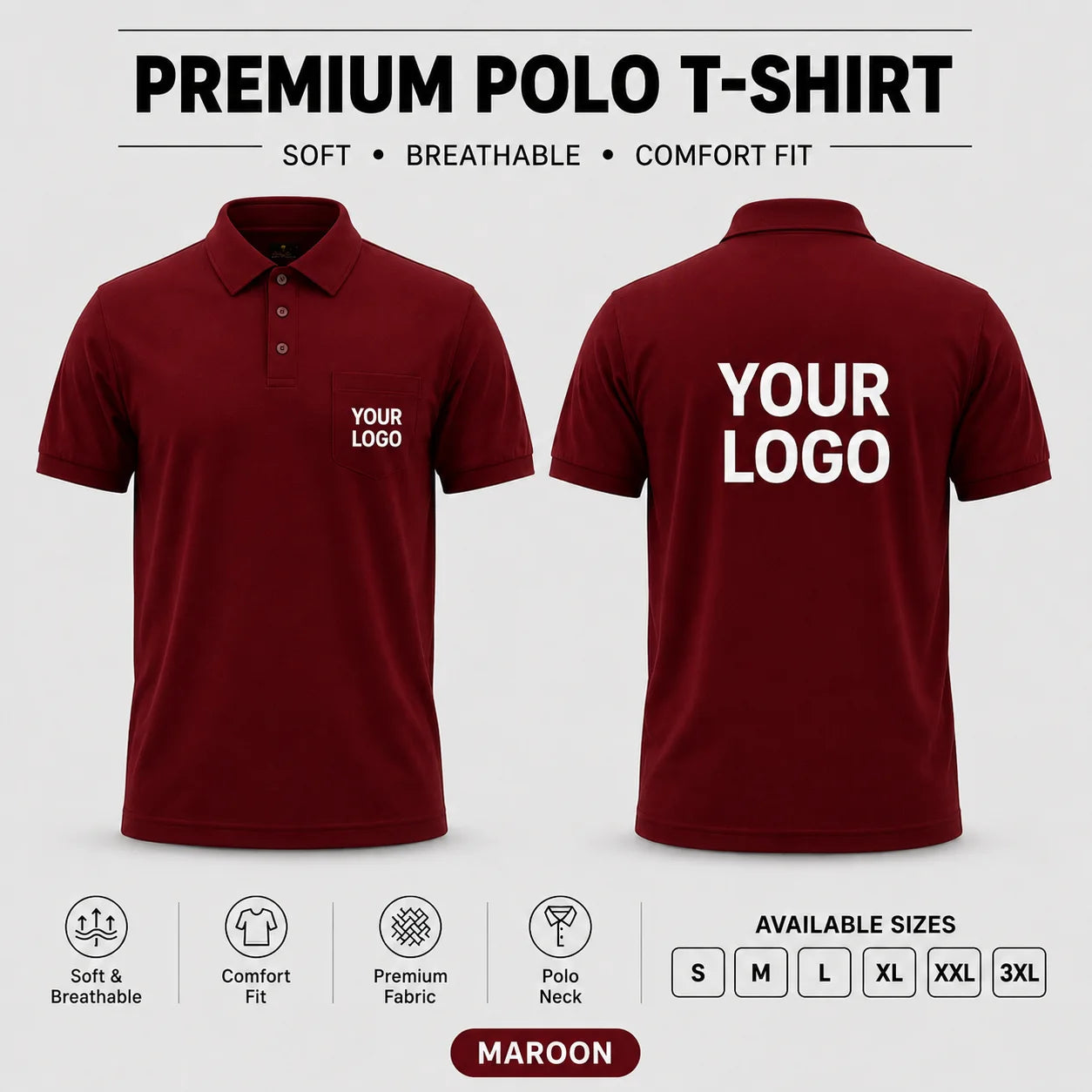 Corporate premium polo T-shirt in Maroon