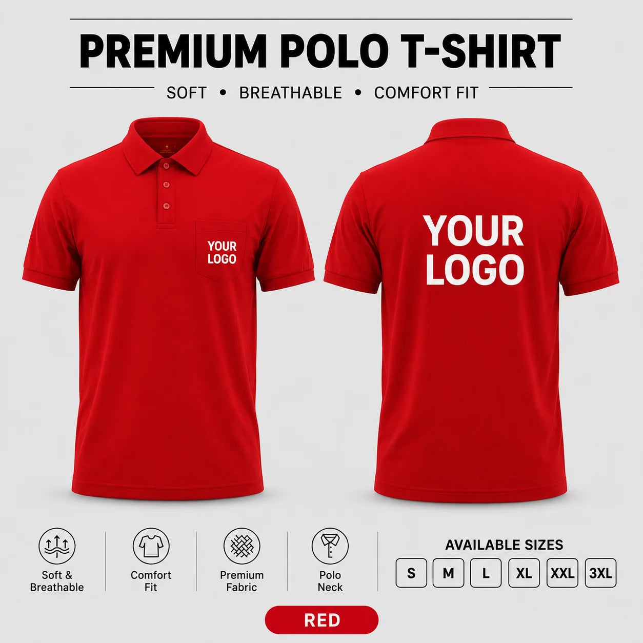 Corporate premium polo T-shirt in Red