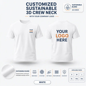 Custom Recycled Cotton 3D Crew Neck T-Shirt – 190 GSM - White