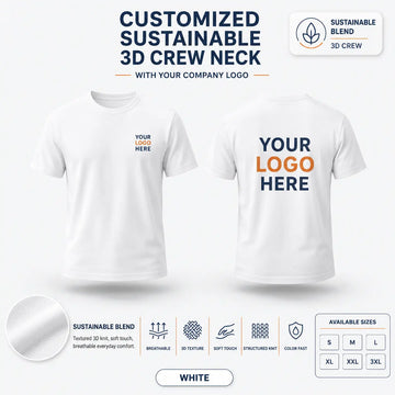 Custom Recycled Cotton 3D Crew Neck T-Shirt – 190 GSM
