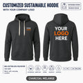 Custom Recycled Cotton Pullover Hoodie – 300 GSM - Charcoal Melange