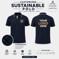 Custom Recycled Cotton Jacquard Polo T-Shirt – 240 GSM - Midnight Navy