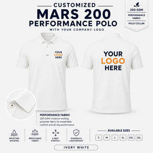 Custom Performance Polo T-Shirt – 200 GSM - Ivory White