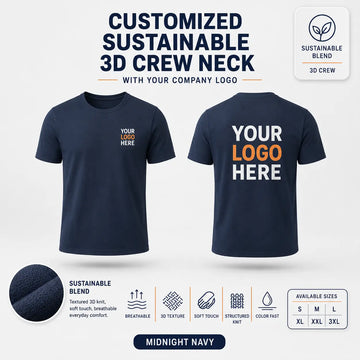 Custom Recycled Cotton 3D Crew Neck T-Shirt – 190 GSM