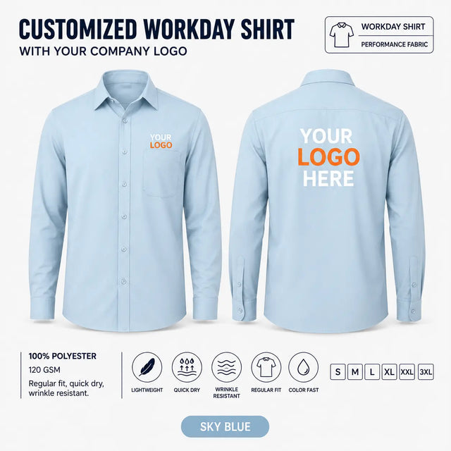 Custom Performance Workday Uniform Shirt – 190 GSM - Sky Blue