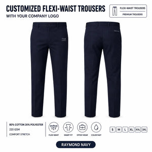 Custom Flexi-Waist Uniform Trousers – 390 GSM - Raymond Navy