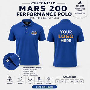 Custom Performance Polo T-Shirt – 200 GSM - Imperial Blue