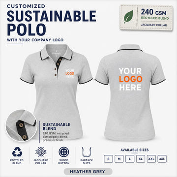 Women’s Custom Recycled Cotton Jacquard Polo T-Shirt – 240 GSM