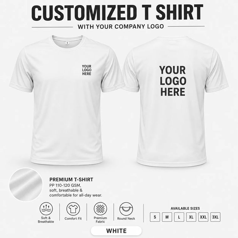 Custom Promotional Round Neck T-Shirt – Bulk Printing for Events, Campaigns & Brand Promotions - 110-120 GSM