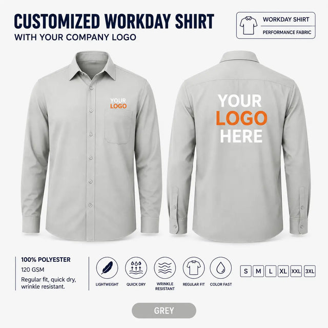 Custom Performance Workday Uniform Shirt – 190 GSM - Grey