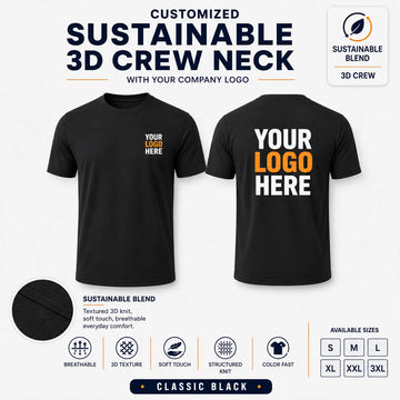 Custom Recycled Cotton 3D Crew Neck T-Shirt – 190 GSM