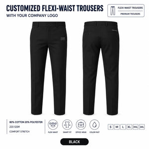 Custom Flexi-Waist Uniform Trousers – 390 GSM - Black