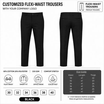 Custom Flexi-Waist Uniform Trousers – 390 GSM