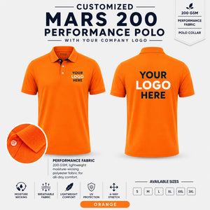 Custom Performance Polo T-Shirt – 200 GSM - Orange