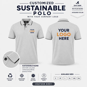Custom Recycled Cotton Jacquard Polo T-Shirt – 240 GSM