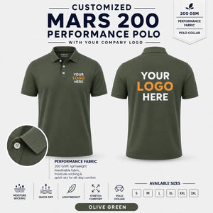 Custom Performance Polo T-Shirt – 200 GSM - Olive Green
