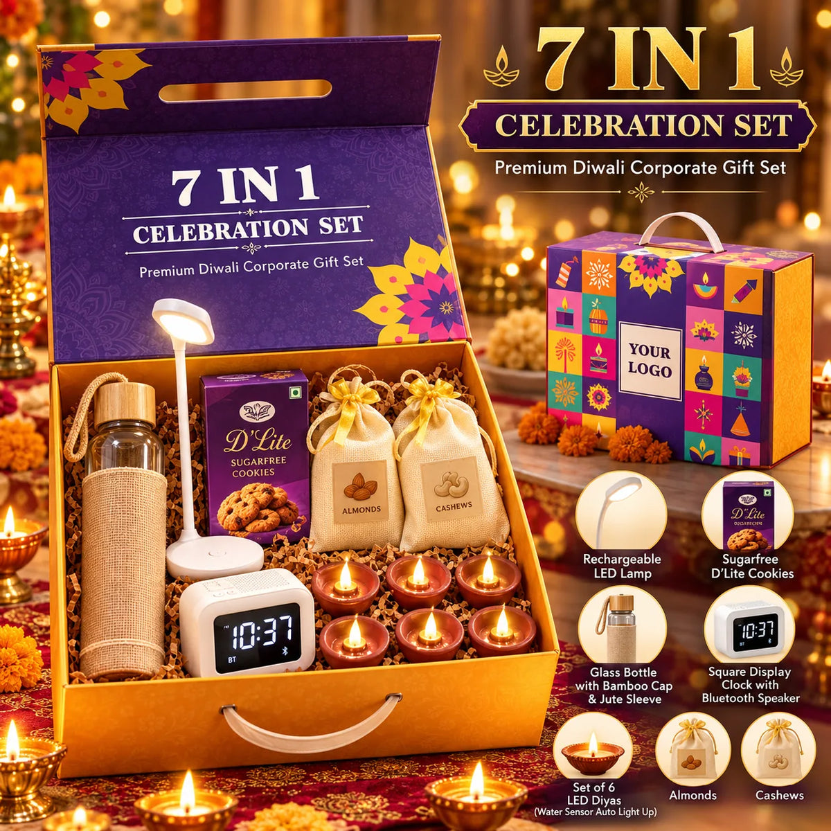Premium 7-in-1 Diwali Corporate Gift Set with Custom Logo