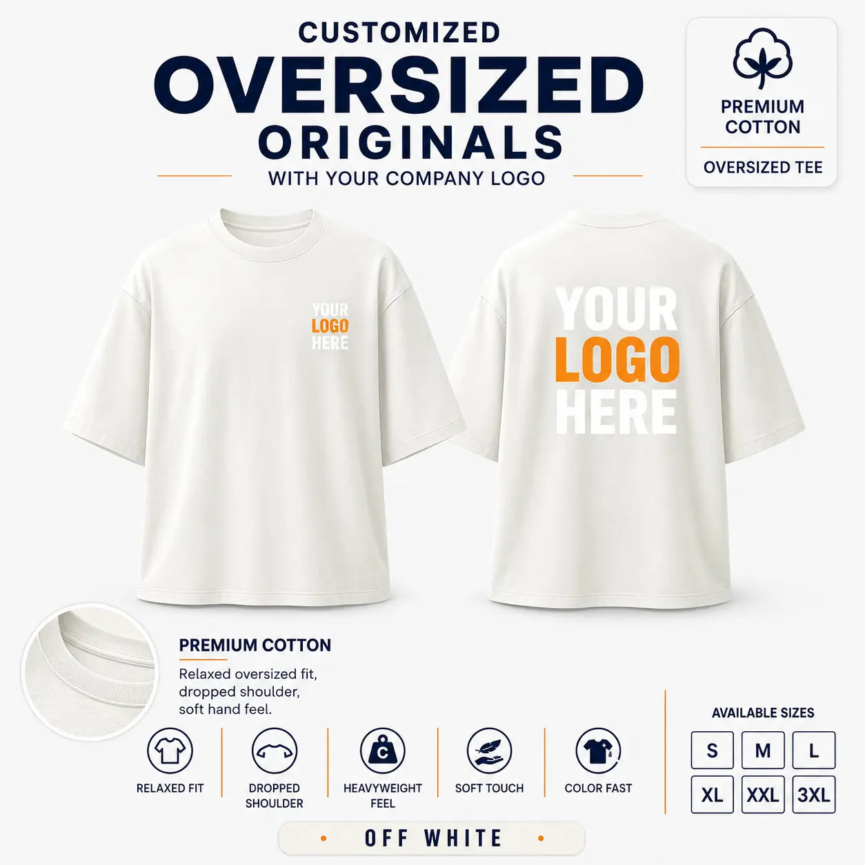 Custom Premium Pima Cotton Oversized T-Shirt – 240 GSM - Off White