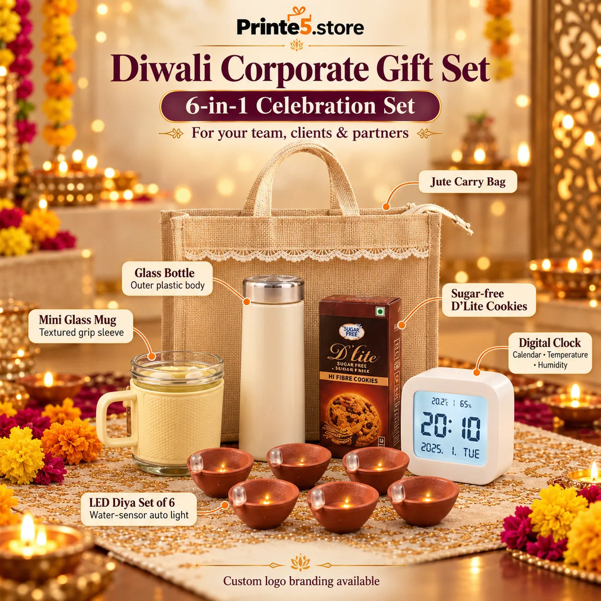 Printe5 Premium 6-in-1 Brown Edition Diwali corporate gift set