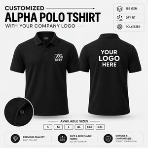 Custom Alpha 185 GSM Dry Fit Polo T-Shirt - Black
