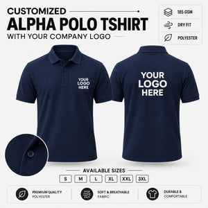 Custom Alpha 185 GSM Dry Fit Polo T-Shirt - Navy