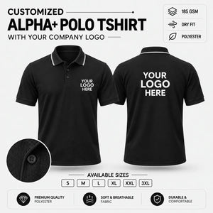Custom Alpha+ Super Dry-Fit Polo T-Shirt – 180–190 GSM - Black