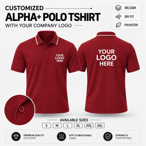 Custom Alpha+ Super Dry-Fit Polo T-Shirt – 180–190 GSM - Maroon