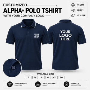 Custom Alpha+ Super Dry-Fit Polo T-Shirt – 180–190 GSM - Navy