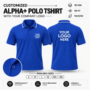 Custom Alpha+ Super Dry-Fit Polo T-Shirt – 180–190 GSM - Royal Blue