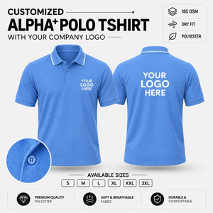 Custom Alpha+ Super Dry-Fit Polo T-Shirt – 180–190 GSM - Sky Blue