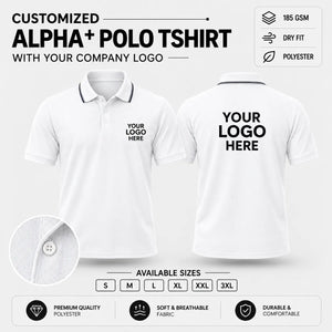 Custom Alpha+ Super Dry-Fit Polo T-Shirt – 180–190 GSM - White
