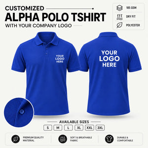 Custom Alpha 185 GSM Dry Fit Polo T-Shirt - Royal Blue