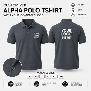 Custom Alpha 185 GSM Dry Fit Polo T-Shirt - Steel Grey