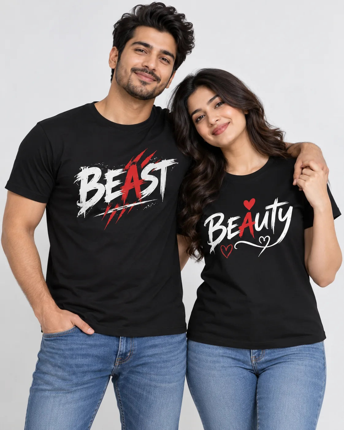 Beast & Beauty pair of matching couple T-shirts — Printe5