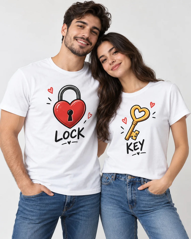 Lock & Key Matching Couple T-Shirts (Set of 2)
