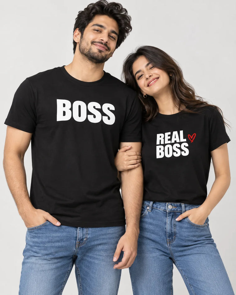 Boss & Real Boss Matching Couple T-Shirts (Set of 2)