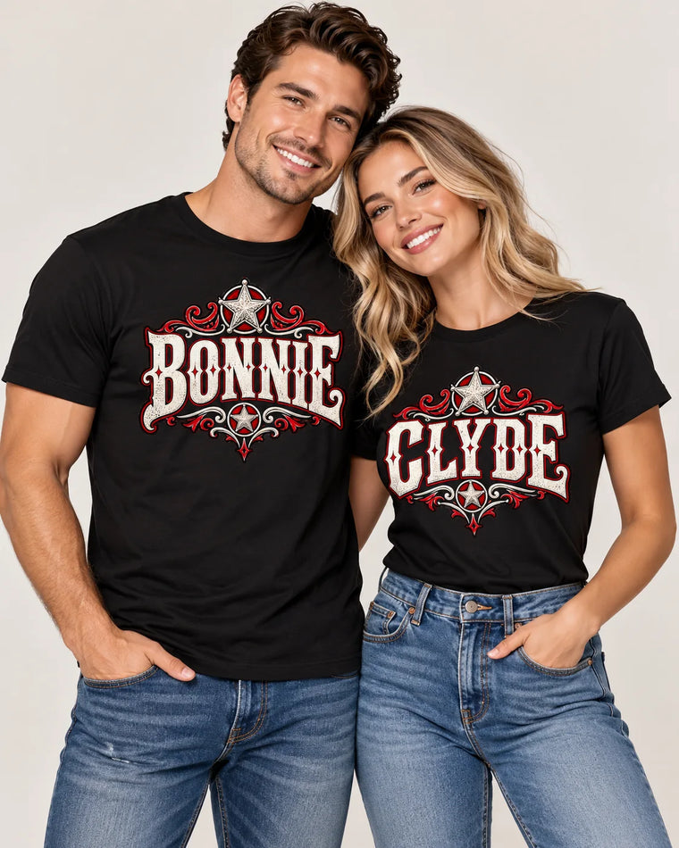Bonnie & Clyde Matching Couple T-Shirts (Set of 2)