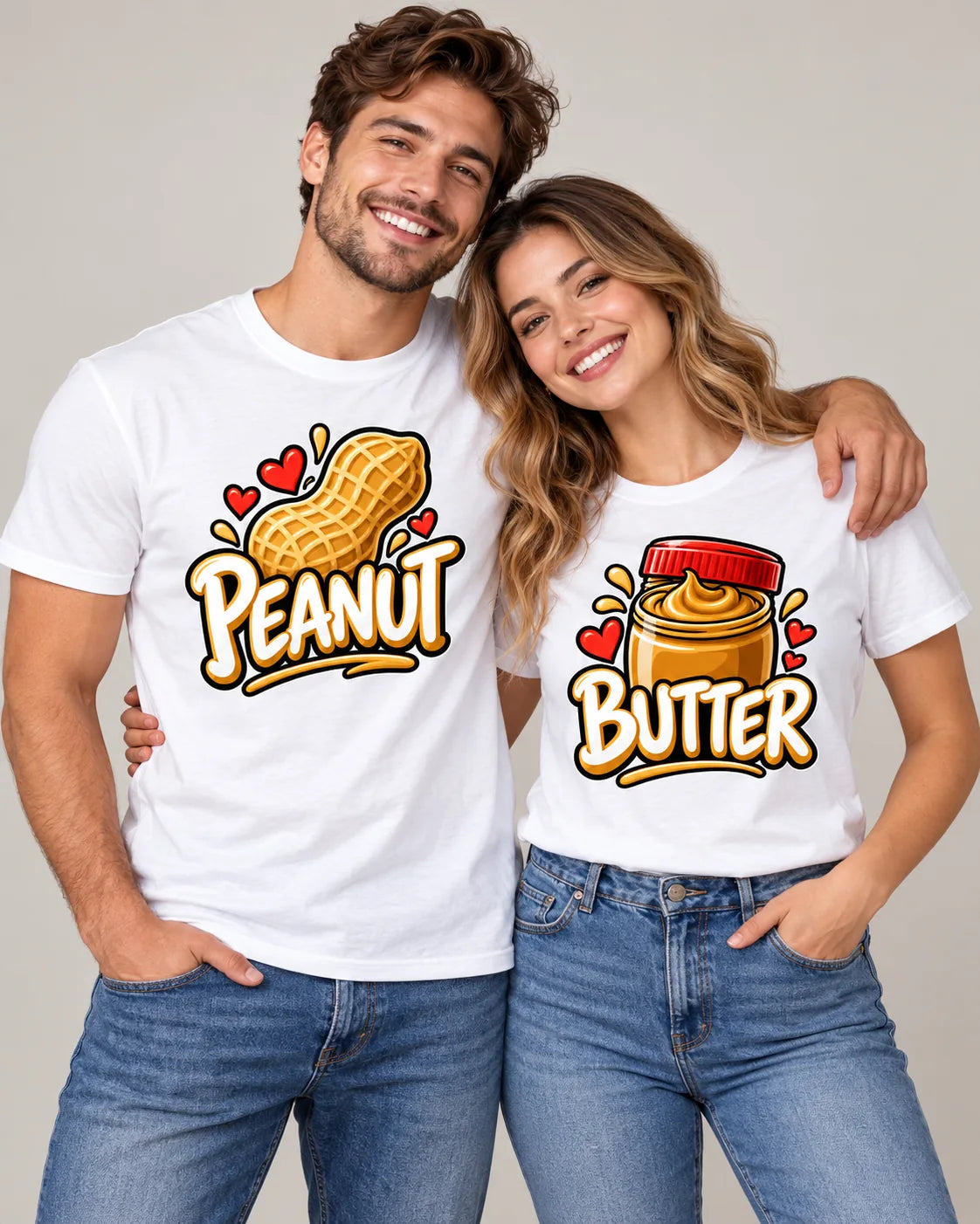 Peanut & Butter pair of matching couple T-shirts — Printe5