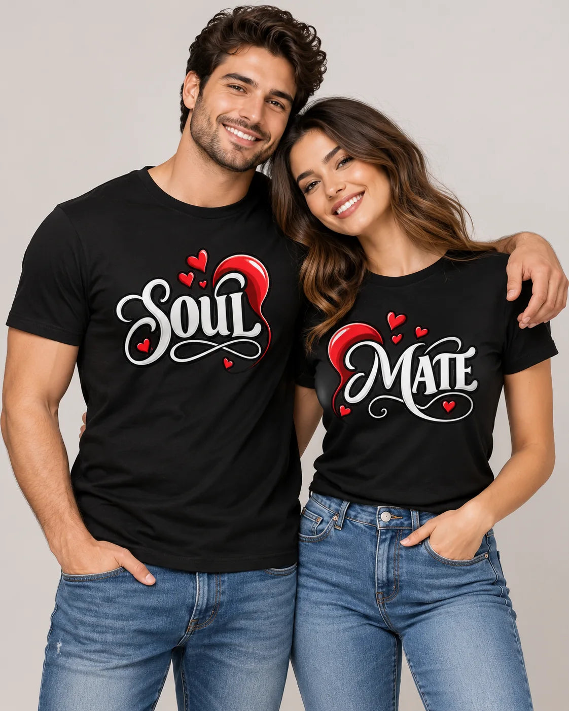 Soul Mate pair of matching couple T-shirts — Printe5