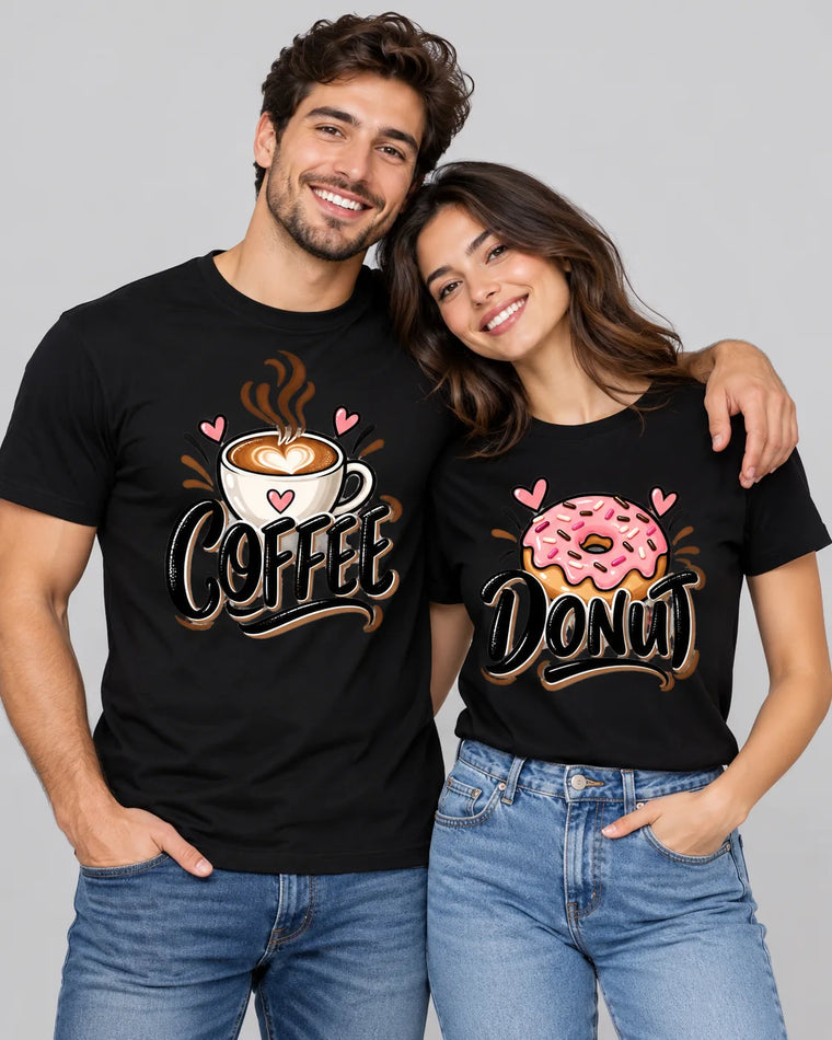 Coffee & Donut – Classic Edition Matching Couple T-Shirts (Set of 2)