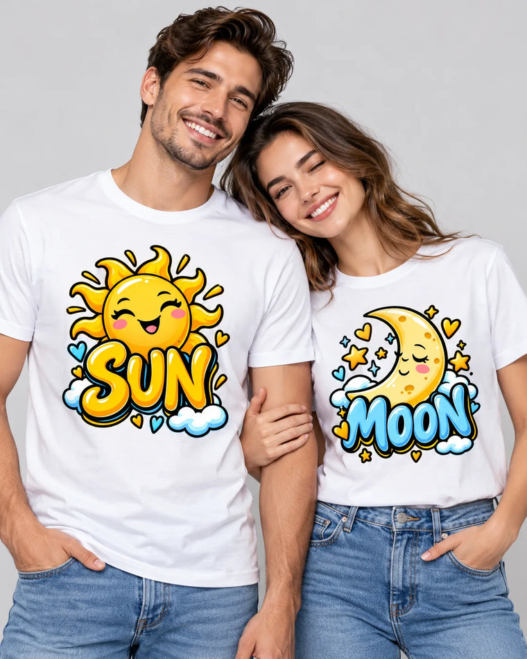 Sun & Moon Matching Couple T-Shirts (Set of 2)