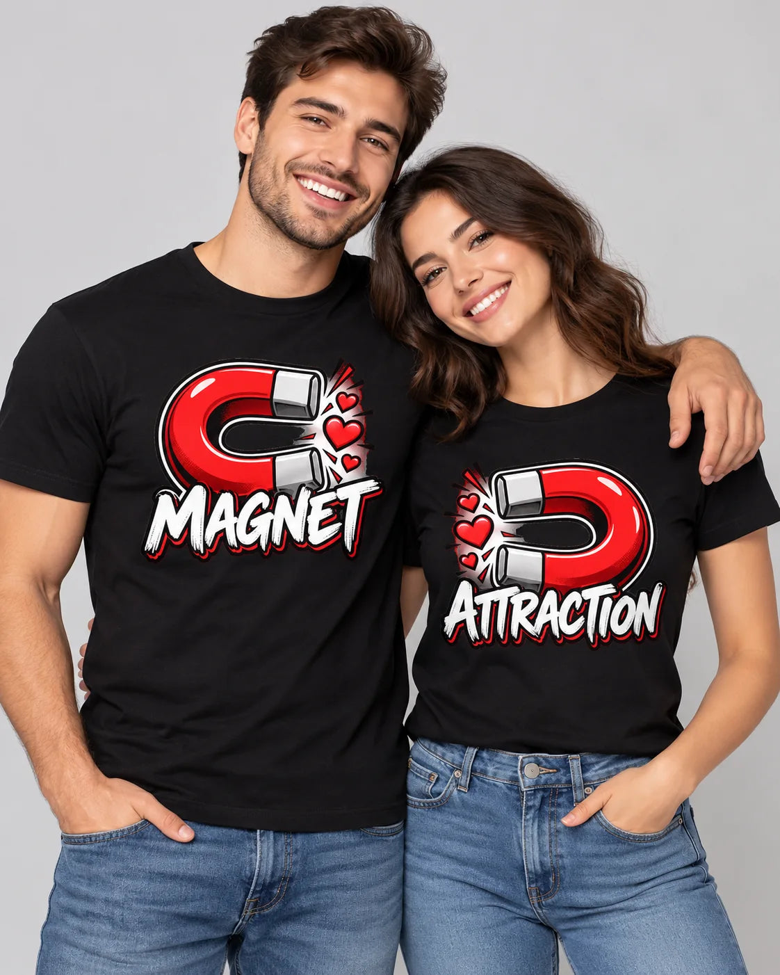 Magnetic Attraction – Classic Edition pair of matching couple T-shirts — Printe5